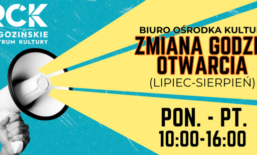 Zdjęcie do Zmiana godzin otwarcia - biuro Ośrodka Kultury!